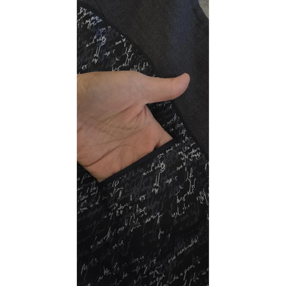 1 Like No Other Blazer Sport Coat Mens 48L Gray‎ Linen Cotton Herringbone Long